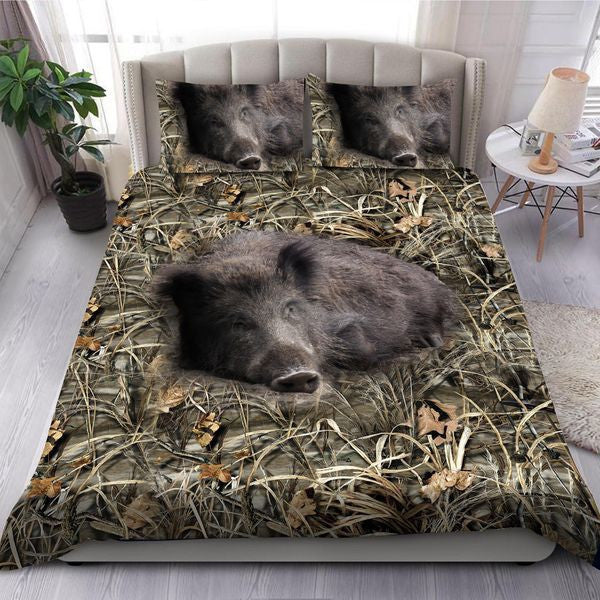 Boar Hunting Camo All Over Printed Bedding Set