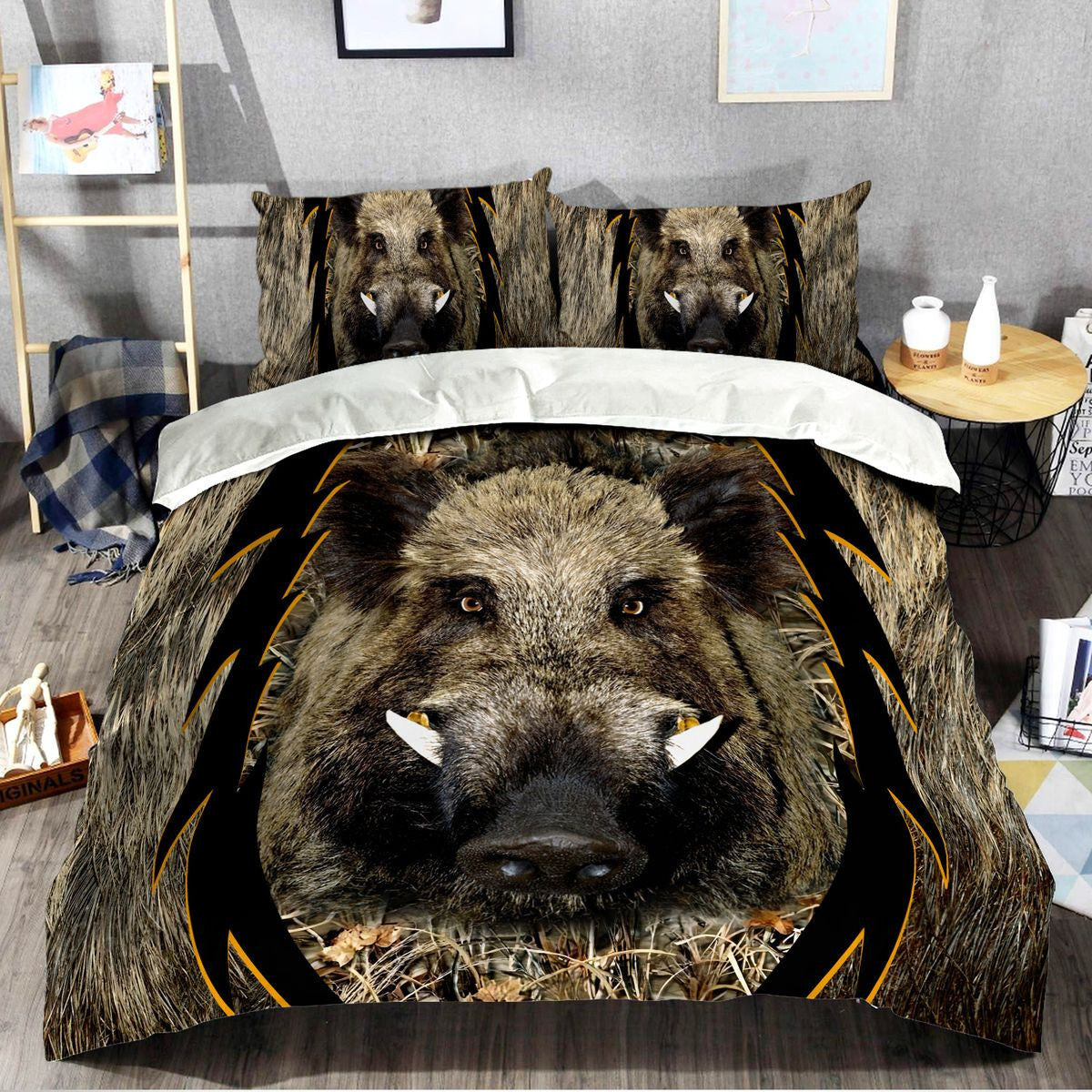 Boar Hunting Q2 All Over Printed Bedding Set