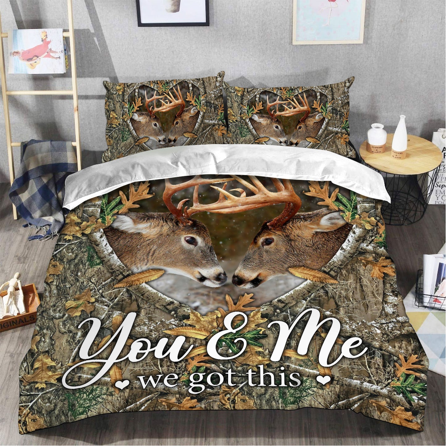 Deer Couple All Over Printed Bedding Set