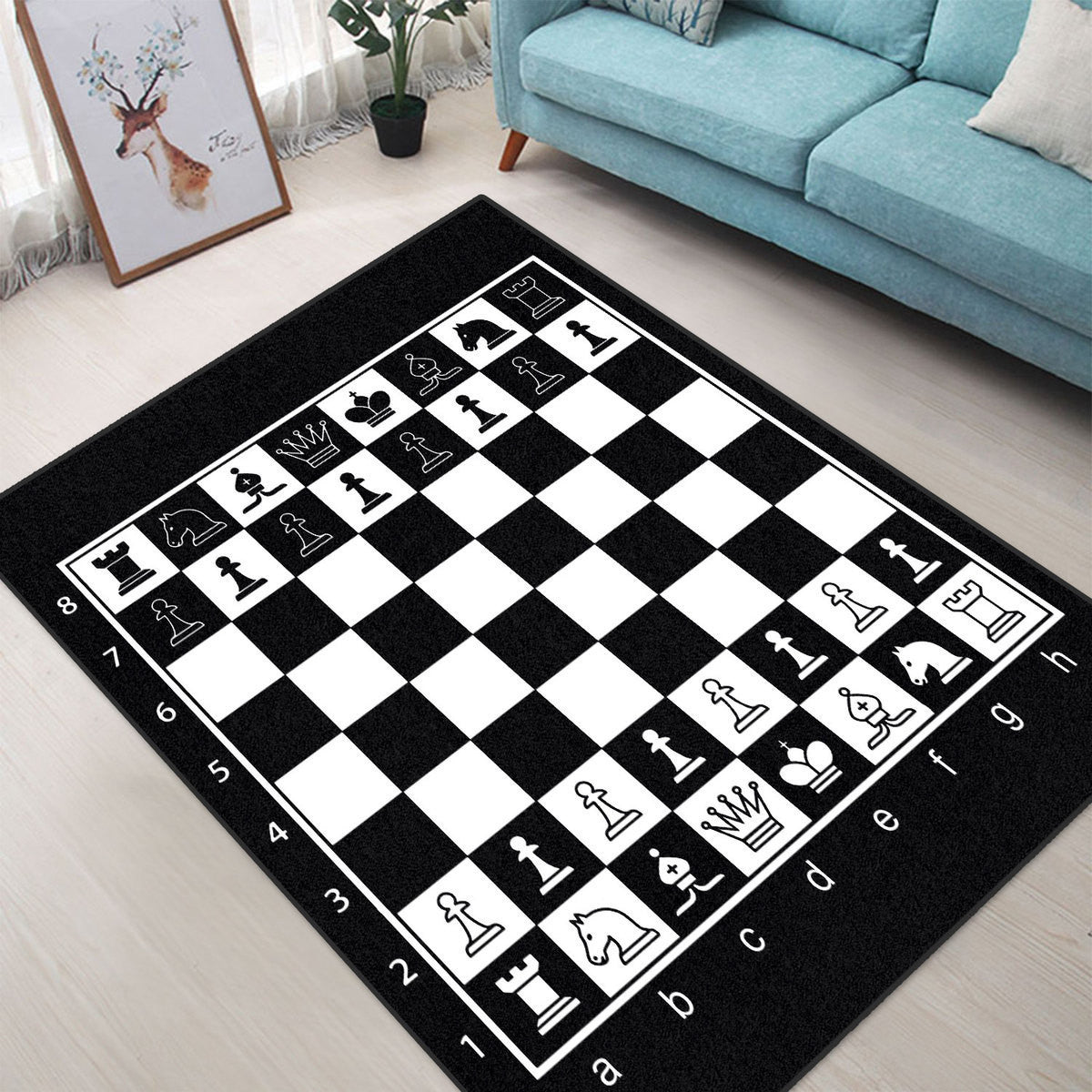 Chess Board Custom Shape Rug