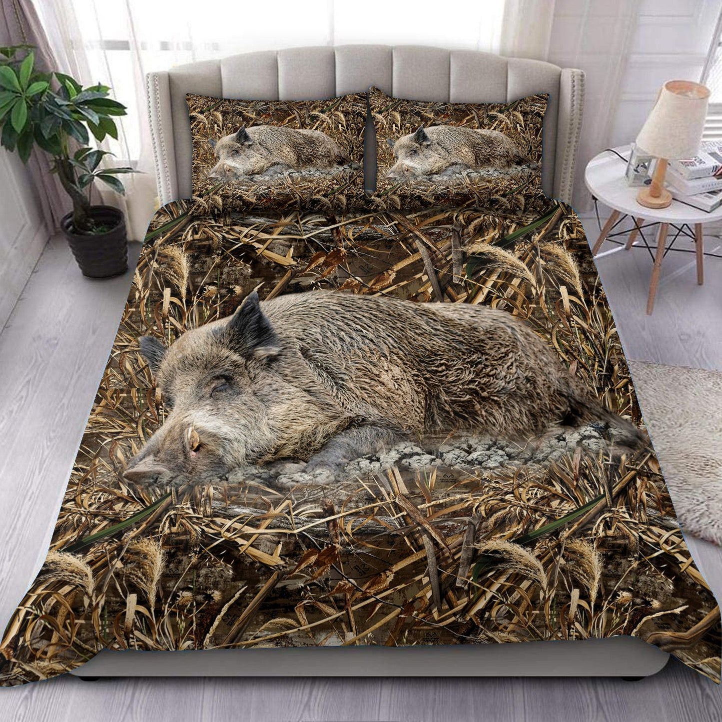 Boar Hunting Bush All Over Printed Bedding Set