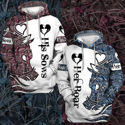 Wild Boar Couple-Combo Hoodie Couple 3D All over Printed Shirt