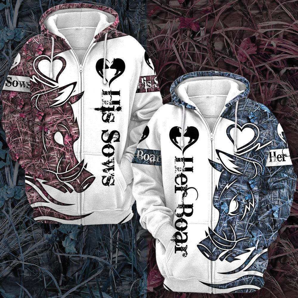 Wild Boar Couple-Combo Hoodie Couple 3D All over Printed Shirt