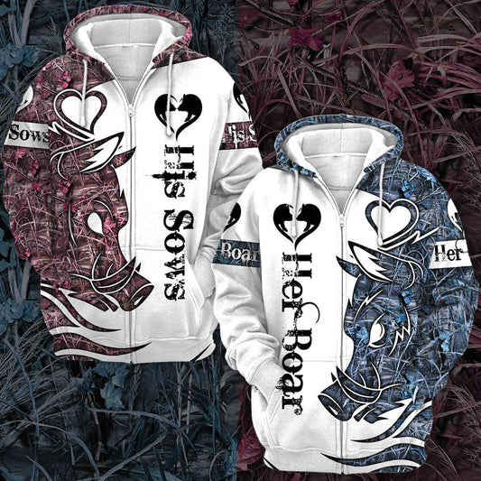 Wild Boar Couple-Combo Hoodie Couple 3D All over Printed Shirt