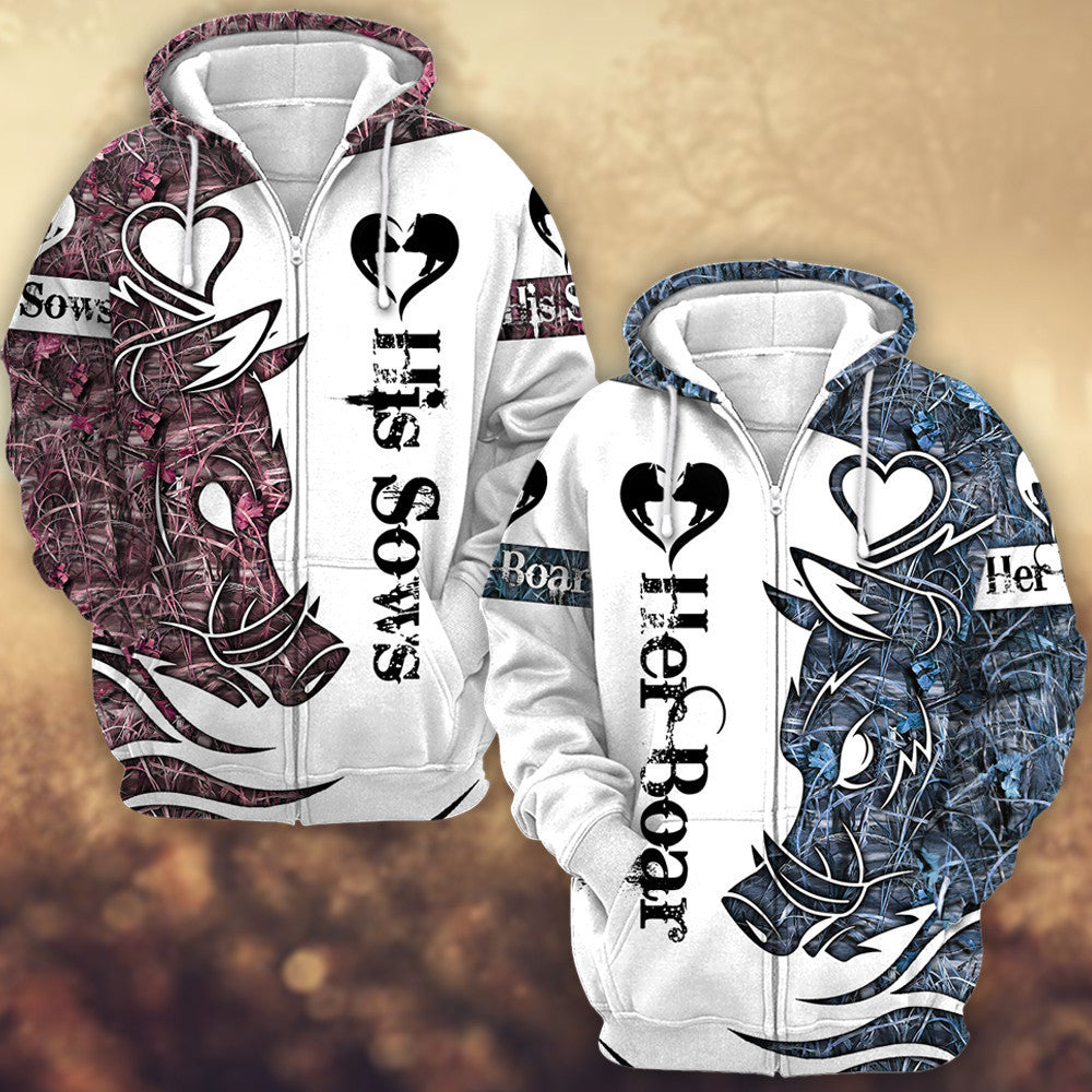 Wild Boar Couple-Combo Hoodie Couple 3D All over Printed Shirt