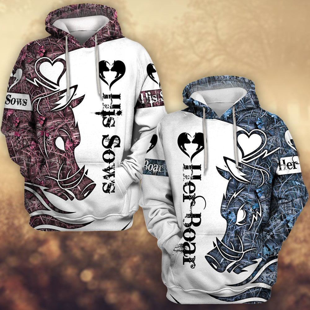 Wild Boar Couple-Combo Hoodie Couple 3D All over Printed Shirt