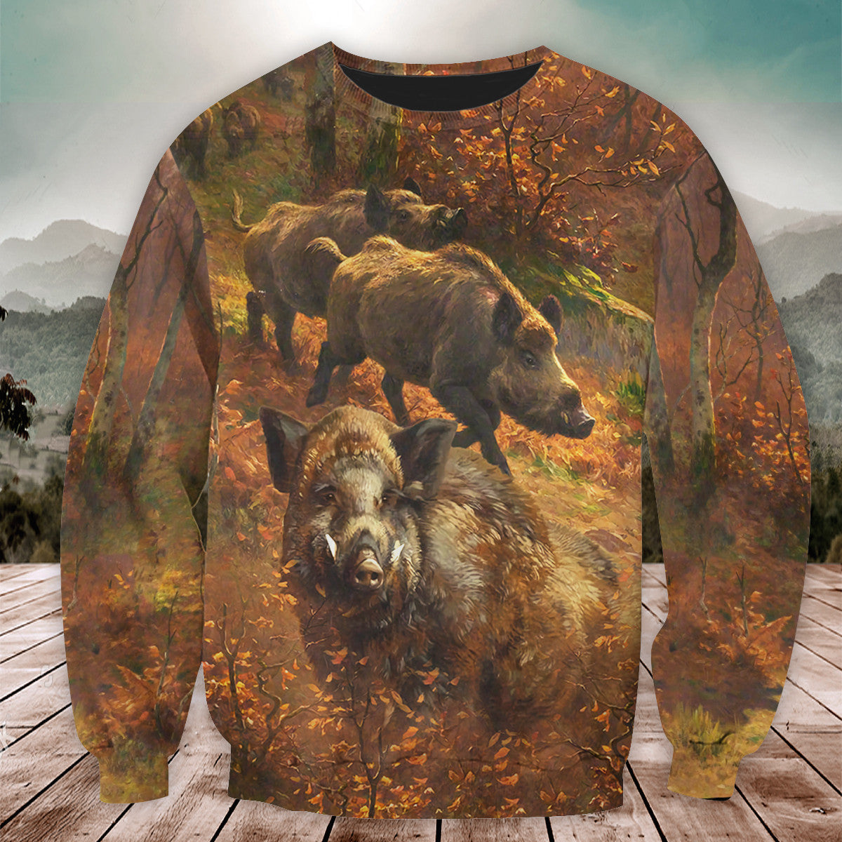 Boar Hunting Autumn All Over Printed Unisex Shirt