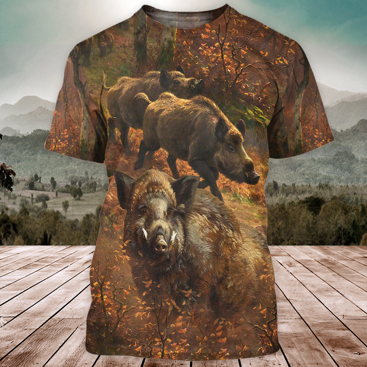 Boar Hunting Autumn All Over Printed Unisex Shirt