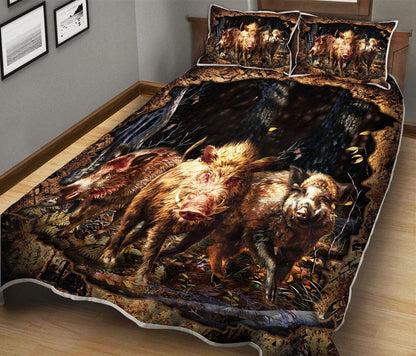 Boar Hungting Quilt Bedding Set