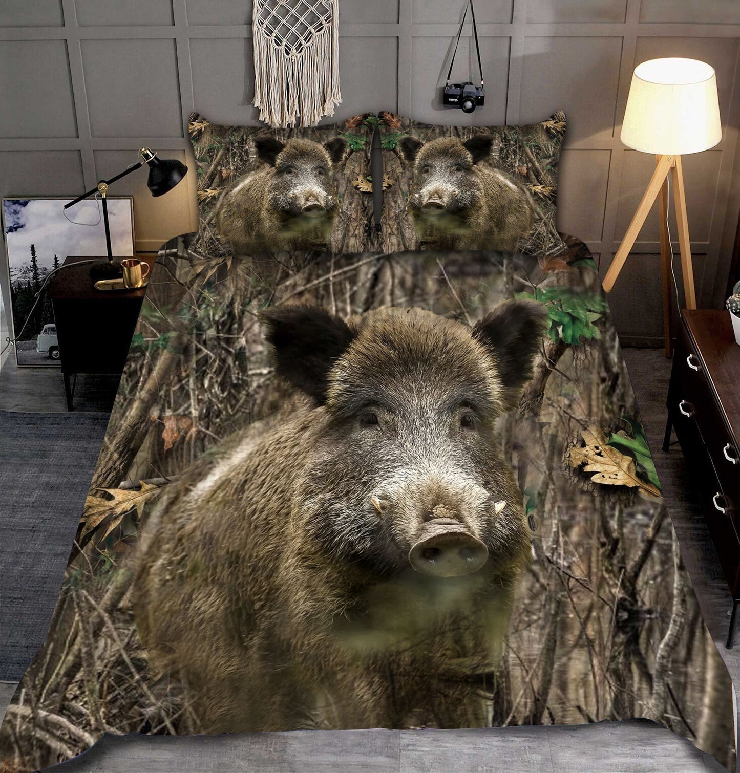 Boar Hunting Bush V2 All Over Printed Bedding Set