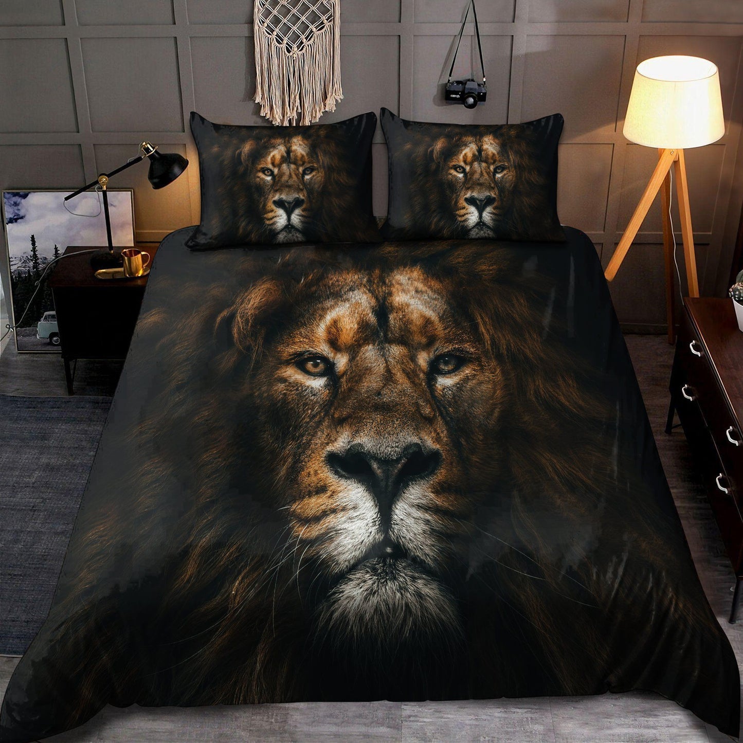 Cool Lion Face All Over Printed Bedding Set