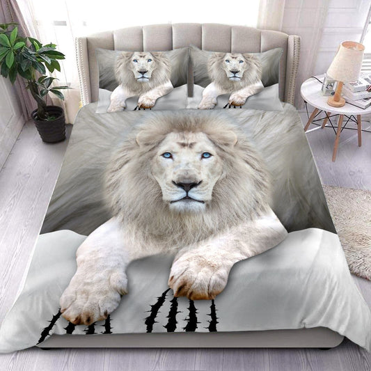 Cool White Lion All Over Printed Bedding Set
