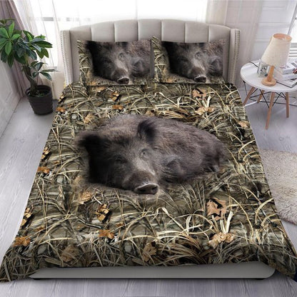 Boar Hunting Camo All Over Printed Bedding Set