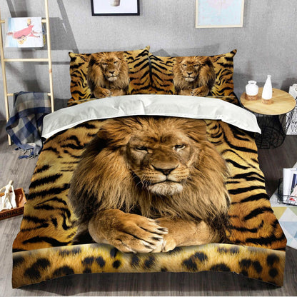 Cool Lion Tiger Pattern All Over Printed Bedding Set
