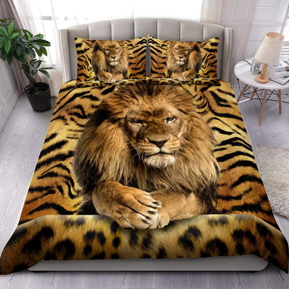 Cool Lion Tiger Pattern All Over Printed Bedding Set
