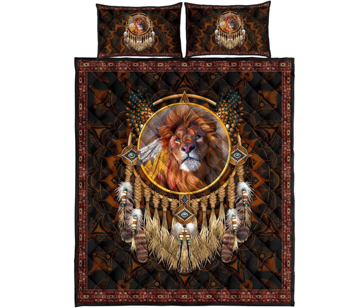 Beautiful Lion King Native Quilt Bedding Set