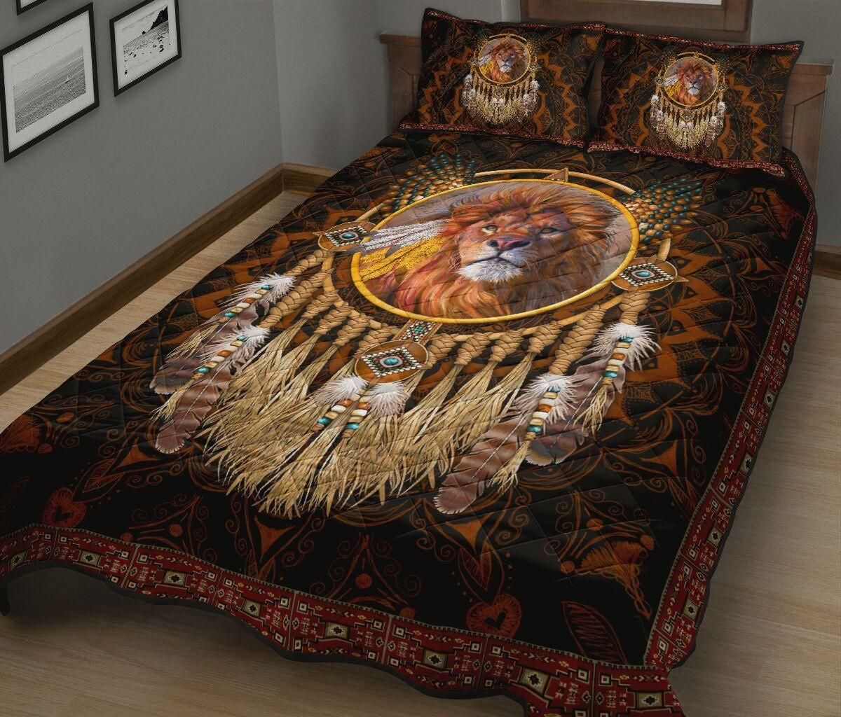 Beautiful Lion King Native Quilt Bedding Set