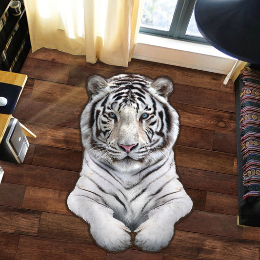 Cool White Tiger 3D Custom Shape Rug