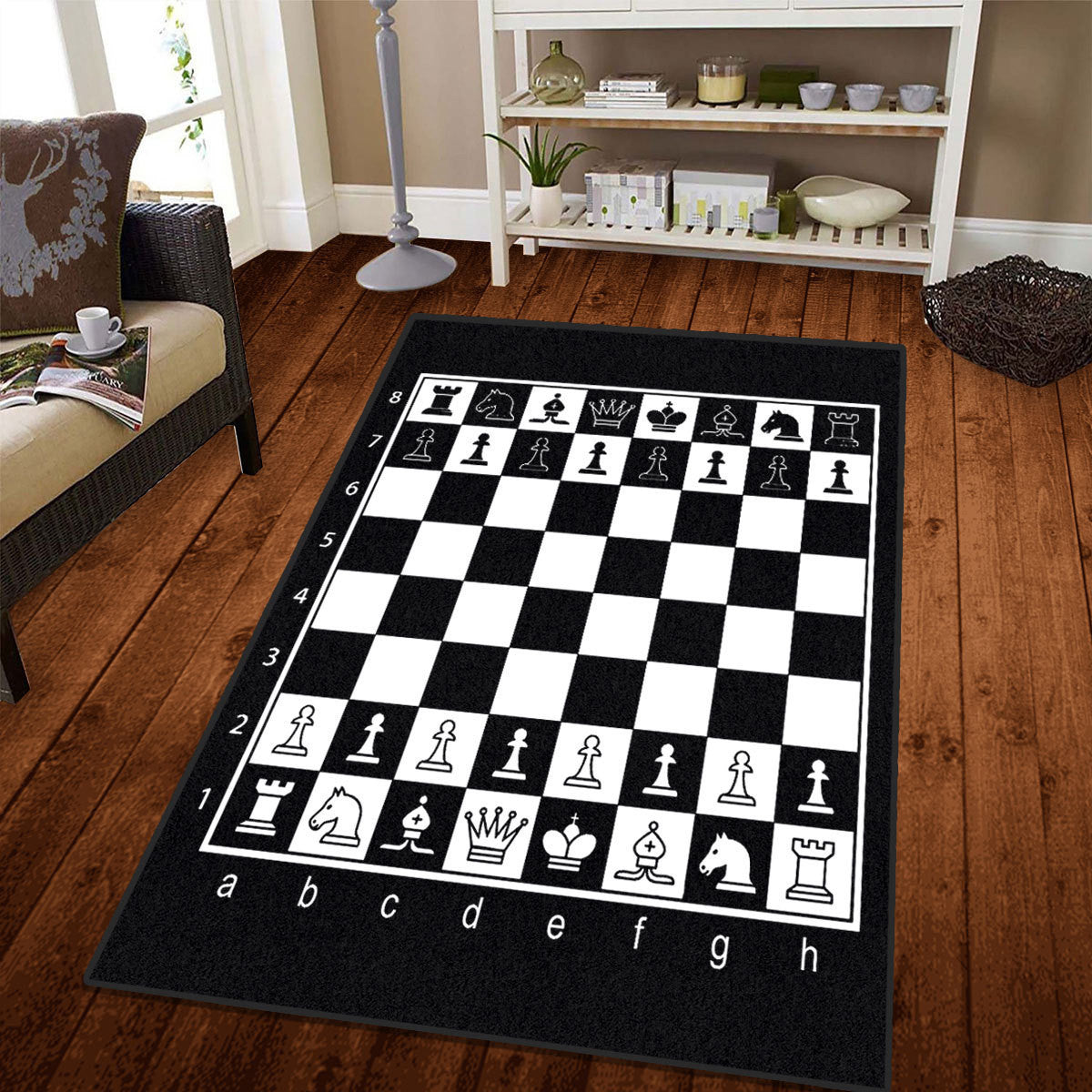 Chess Board Custom Shape Rug