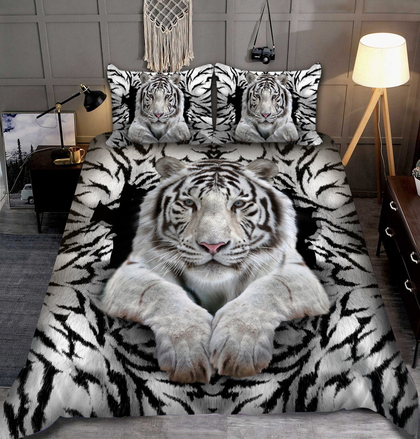 White Tiger Q3 All Over Printed Bedding Set