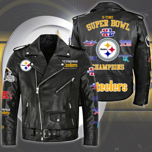 PS Super Bowl Zipper Vintage Leather Jacket Q250306