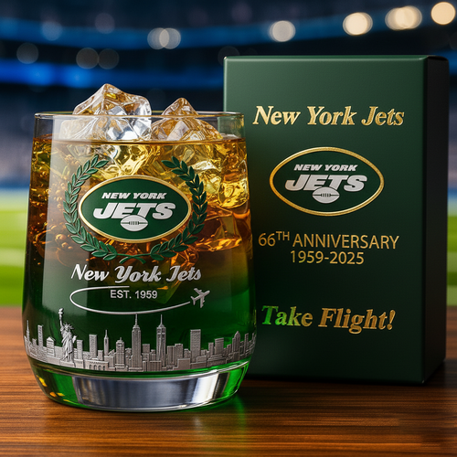 NYJ Whisky Glass , NYJ 66th Anniversary Whiskey Glass