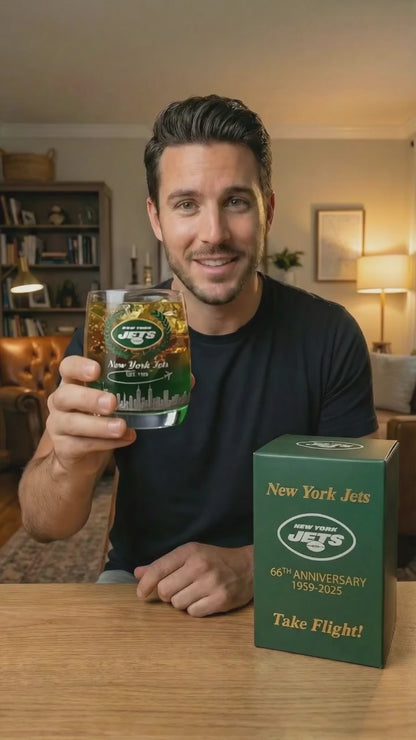 NYJ Whisky Glass , NYJ 66th Anniversary Whiskey Glass